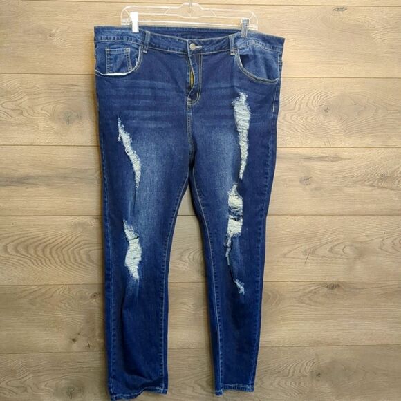 Women’s Plus Size 4X High Waisted Skinny Jeans | Stretch Denim, Distressed Style - Picture 1 of 6